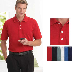 Pique Textured Stripe Polo Promotional Custom Imprinted With Logo