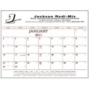 Desk Pad Calendar - Red & Black Promotional Custom Imprinted With Logo