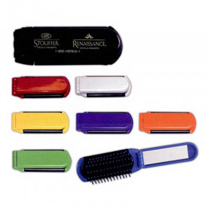 Kwik-Fix Folding Brush with Mirror Promotional Custom Imprinted With Logo