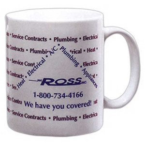 11 oz. White Ceramic Mug Promotional Custom Imprinted With Logo