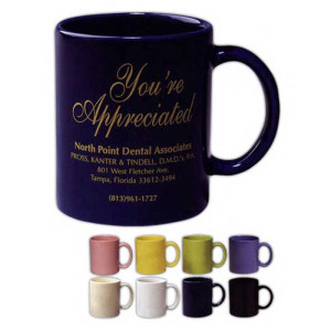 11 oz. Colored Stoneware Mug with C-Handle Promotional Custom Imprinted With Logo 11 oz. Colored Stoneware Mug with C-Handle Promotional Custom Imprinted With Logo