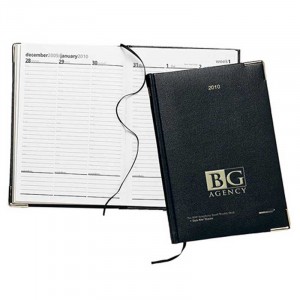 Bach Small Weekly Desk Diary with Gold Corners Promotional Custom Imprinted With Logo