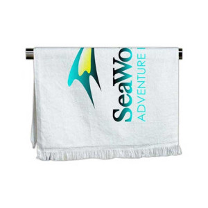 Fringed Towel (white) Promotional Custom Imprinted With Logo Fringed Towel (white) Promotional Custom Imprinted With Logo