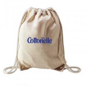 Natural Economy Drawcord Tote Bag Promotional Custom Imprinted With Logo