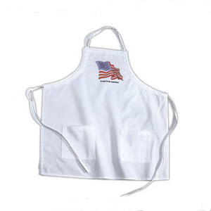 White Barbecue Apron Promotional Custom Imprinted With Logo
