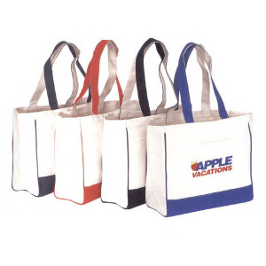 Two-Tone Carry-All Canvas Tote Bag Promotional Custom Imprinted With Logo