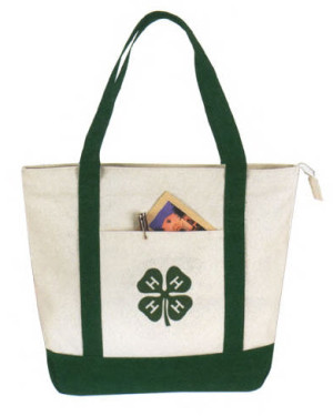 Two-Tone Zippered Canvas Tote Promotional Custom Imprinted With Logo
