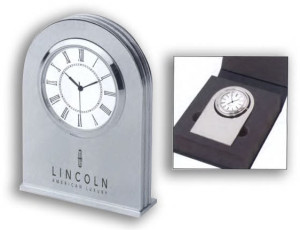 Platinum Dome Clock Promotional Custom Imprinted With Logo