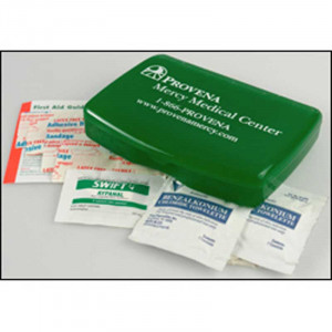 Express First Aid Kit in Recycled Box Promotional Custom Imprinted With Logo Express First Aid Kit in Recycled Box Promotional Custom Imprinted With Logo