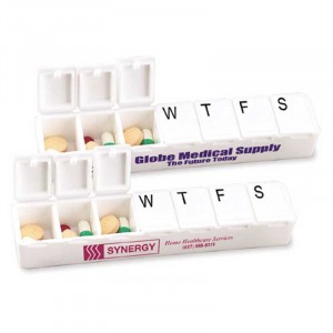 Carry Along All-Week Pill Box Promotional Custom Imprinted With Logo Carry Along All-Week Pill Box Promotional Custom Imprinted With Logo