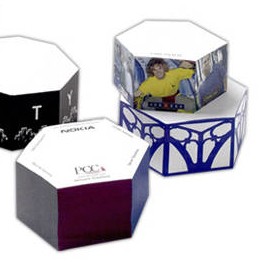 4" Hexagon Shape Sticky Note Cube - 800 Sheets Promotional Custom Imprinted