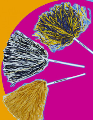 Long Handle Pom Poms - Standard Colors Promotional Custom Imprinted With Logo