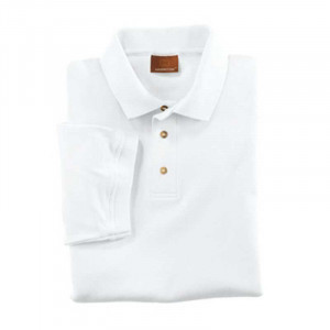 Harriton Short-Sleeve Interlock Polo - White Promotional Custom Imprinted With Logo