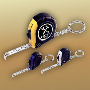 Rubber Tape Measure Key Chain with Laminated Label Promotional Custom Imprinted With Logo
