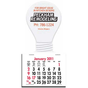 Press-N-Stick Calendar - Light Bulb Promotional Custom Imprinted With Logo