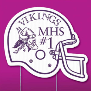 Football Hemlet Yard Sign Promotional Custom Imprinted With Logo