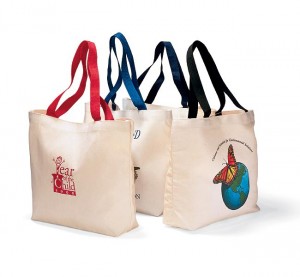 Colored Handle Tote Promotional Custom Imprinted With Logo