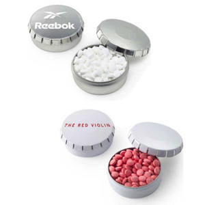 Small Clic Clac Tin with Mini Mints Promotional Custom Imprinted With Logo