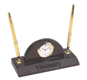 Classic Desk Clock & Pen Set Promotional Custom Imprinted With Logo