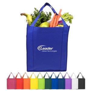 Saturn Jumbo Nonwoven Grocery Tote Promotional Custom Imprinted With Logo