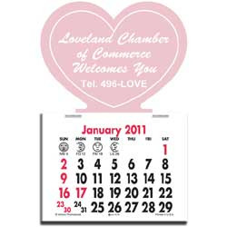 Press-N-Stick Calendar - Heart Promotional Custom Imprinted With Logo