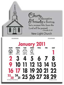 Press-N-Stick Calendar - Church Steeple Promotional Custom Imprinted With Logo