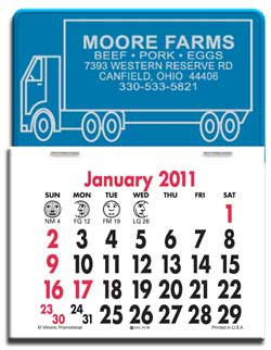 Press-N-Stick Calendar - Truck Promotional Custom Imprinted With Logo