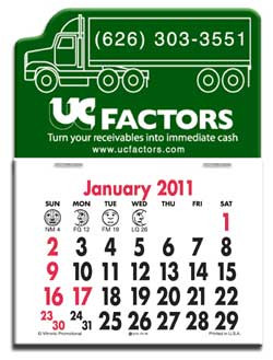 ress-N-Stick Calendar - Tractor Trailer Promotional Custom Imprinted With Logo