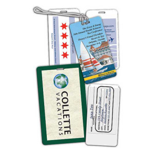 Large Plastic Luggage Tag with Offset Pouch
