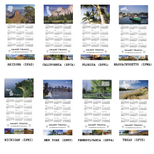 Z-Fold State Tour Greeting Card Calendar - 50 States - 50 Minimum