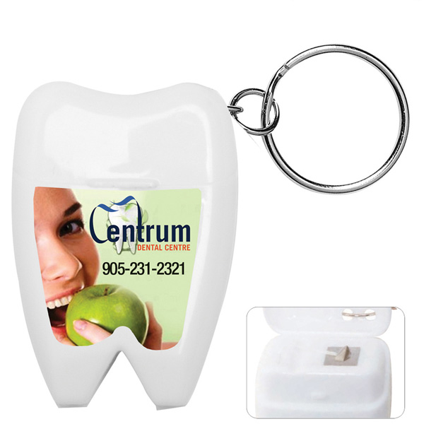 Tooth Dental Floss Key Ring with Four Color Label 4AllPromos