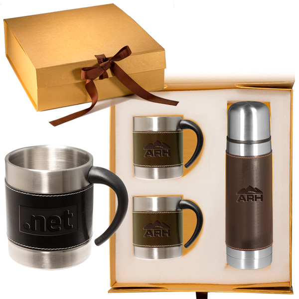 Gift Leather Stainless Coffee Cup/Thermos Set Promo 4AllPromos