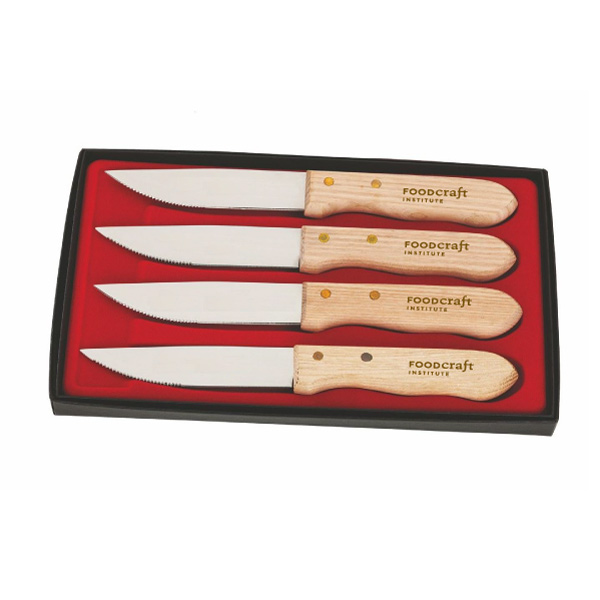 Logo Engraved Wood Handle Steak Knife Set 4AllPromos