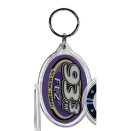 Long Oval Crystal Key Tag Promotional Custom Imprinted With Logo