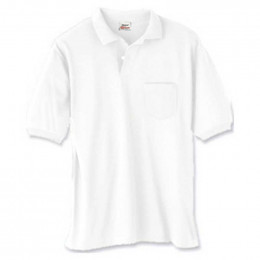 Hanes Stedman 50/50 Sport Shirt with Pocket - White Promotional Custom Imprinted With Logo