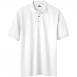 Hanes Stedman Cotton Pique Sport Shirt - White Promotional Custom Imprinted With Logo