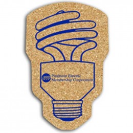 Energy Bulb - All Natural Cork Coaster Promotional Custom Imprinted With Logo Energy Bulb - All Natural Cork Coaster Promotional Custom Imprinted With Logo