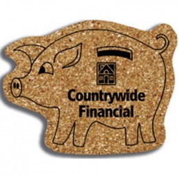 Piggy Bank - All Natural Cork Coaster Promotional Custom Imprinted With Logo Piggy Bank - All Natural Cork Coaster Promotional Custom Imprinted With Logo