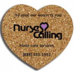 Heart - King Size Cork Coaster Promotional Custom Imprinted With Logo Heart - King Size Cork Coaster Promotional Custom Imprinted With Logo