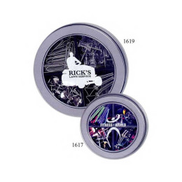 Round Tin with Assortment of Clips and Pins Promotional Custom Imprinted With Logo