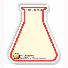 Large Beaker Shaped Sticky Notepads - 25 Sheets - 4 Color FREE Promotional Custom Imprinted With Logo Large Beaker Shaped Sticky Notepads - 25 Sheets - 4 Color FREE Promotional Custom Imprinted With Logo