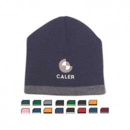 Beanie Knit Hat With Stripe - Embroidered Promotional Custom Imprinted With Logo