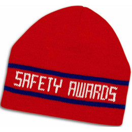Contemporary Style Jacquard Knit Beanie With Knit-In Letters Custom Imprinted 
