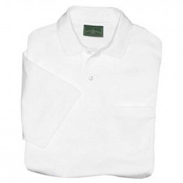 Outer Banks Ringspun Cotton/Poly Polo with Pocket  - White Promotional Custom Imprinted With Logo