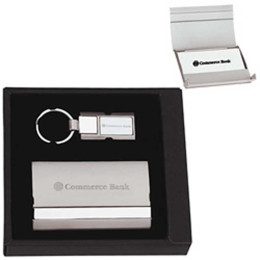 Three-Tone Key holder & Cardholder Set Promotional Custom Imprinted With Logo