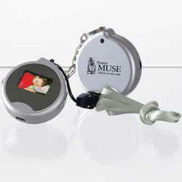 Round 1 in. Mini Digital Photo Keychain Promotional Custom Imprinted With Logo