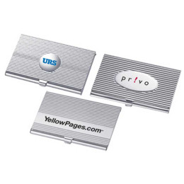 Steel Business Card Case with Etching Promotional Custom Imprinted With Logo