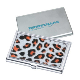 Patterned Business Card Case Leopard Promotional Custom Imprinted With Logo
