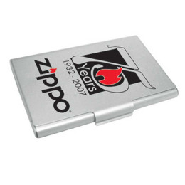 Silver Business Card Case Promotional Custom Imprinted With Logo