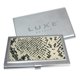 Patterned Business Card Case Snakeskin Promotional Custom Imprinted With Logo